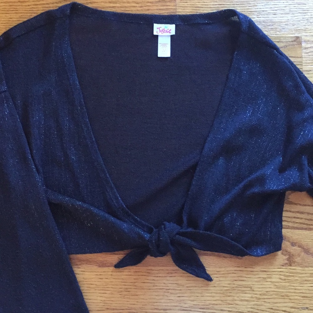 Black with silver shimmer cropped cardigan